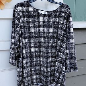 1X Women's Emily Daniel shirt blouse tunic Black and White